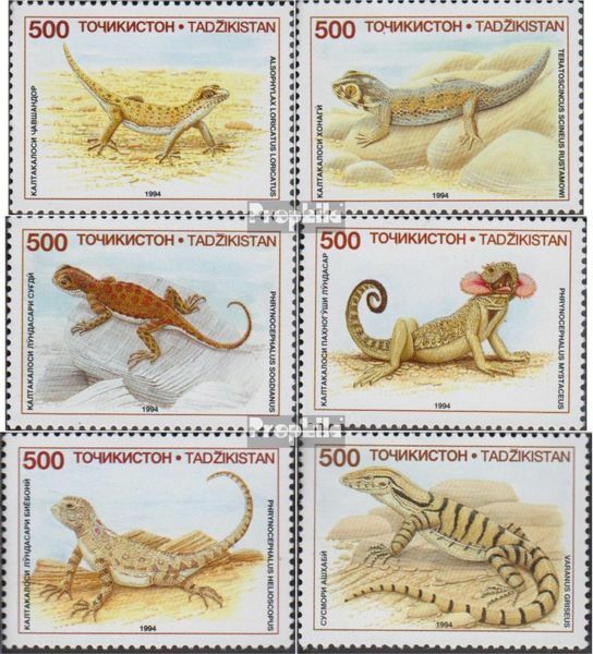 Tajikistan 62-67 Mint/mnh 1995 Locals Lizards