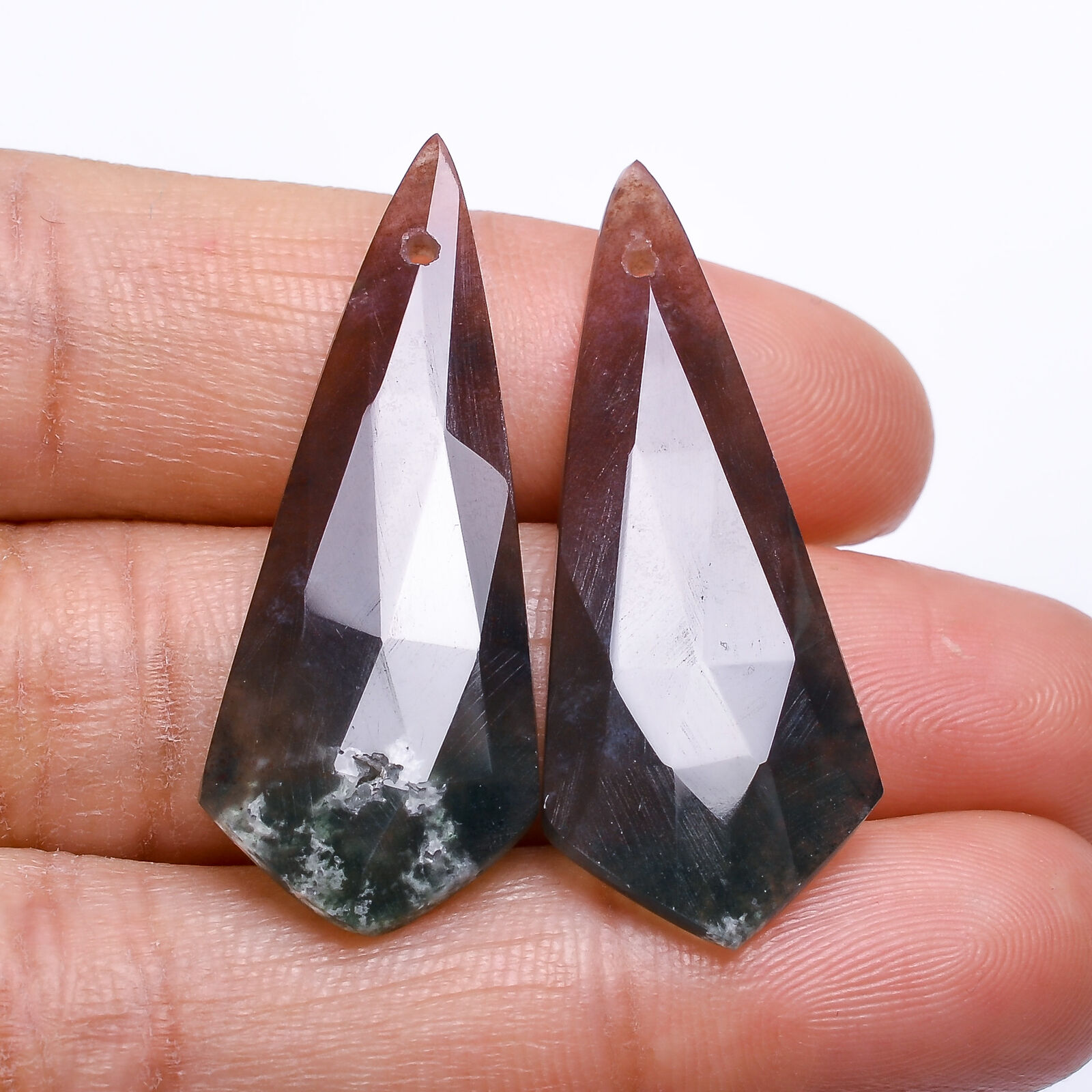Bloodstone Shield Faceted Drilled Loose Gemstone Pair 24.5 Ct. 35x13x5mm Mm-1666