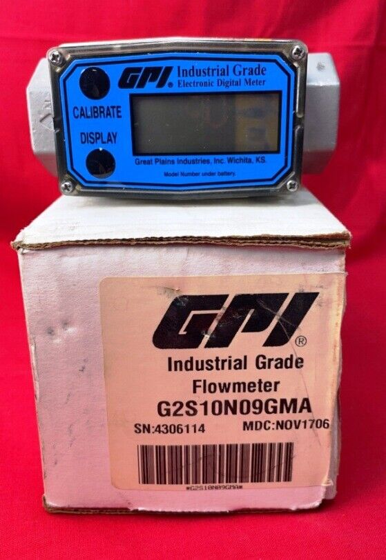 Great Plains Industries Electronic Digital Meter G2s10n09gma, 1" Fnpt, 5-50gpm