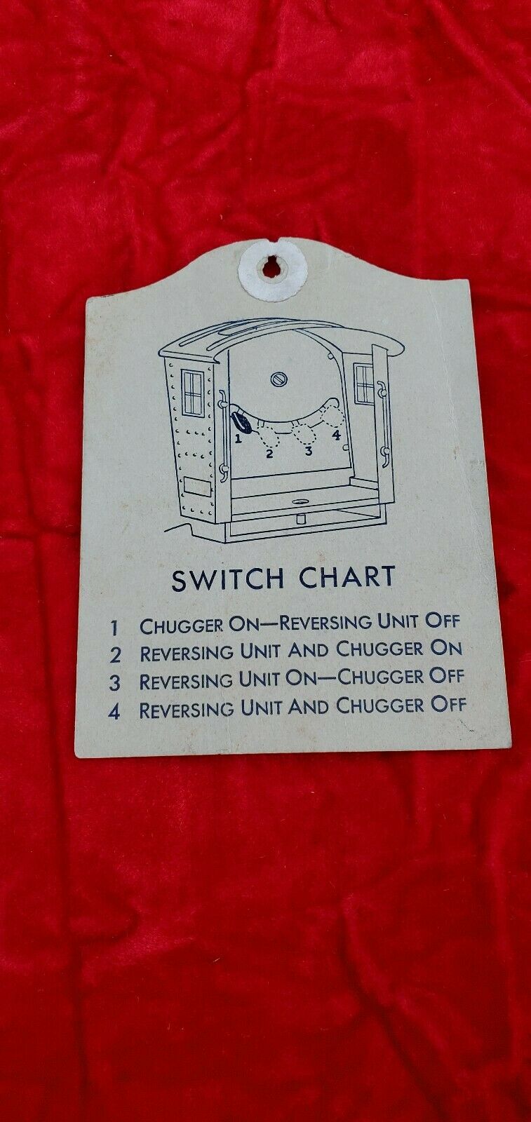 Original 1930's Lionel Locomotive Switch Chart Chugger Operation Shoe Tag