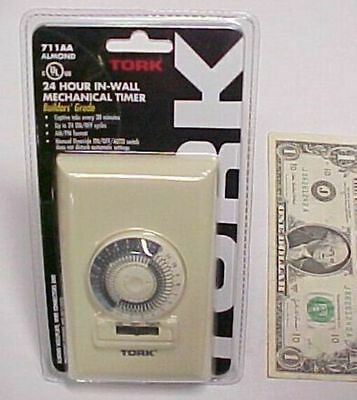 24 Hour Mechanical In-wall Timer, 15a Tork 711aa Ul Listed 1000w Tungsten 1/3 Hp