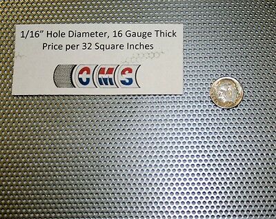 Custom Perforated Steel, 1/16 Inch Hole, 16 Gauge, Price Per 32 Square Inches