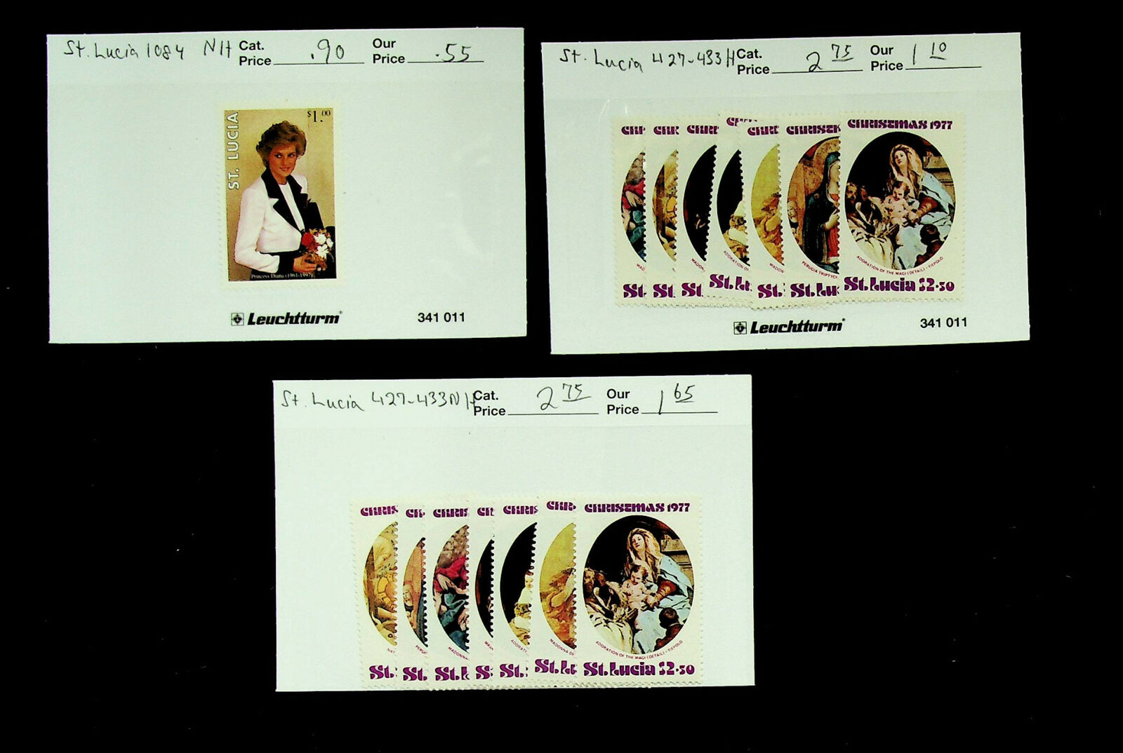 St. Lucia 1977 Christmas Princess Diana 15v Mnh + Mh Stamps
