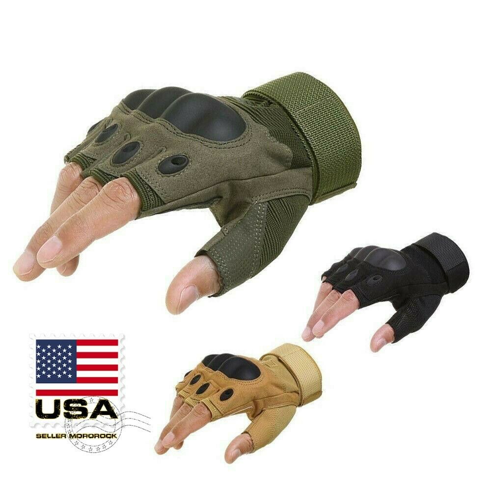 Outdoor Army Military Tactical Motorcycle Hunt Hard Knuckle Half Finger Gloves