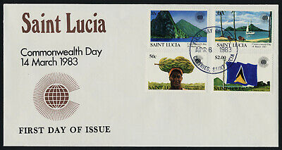 St Lucia 599-602 On Fdc - Commonwealth Day, Flag, Yacht, Banana
