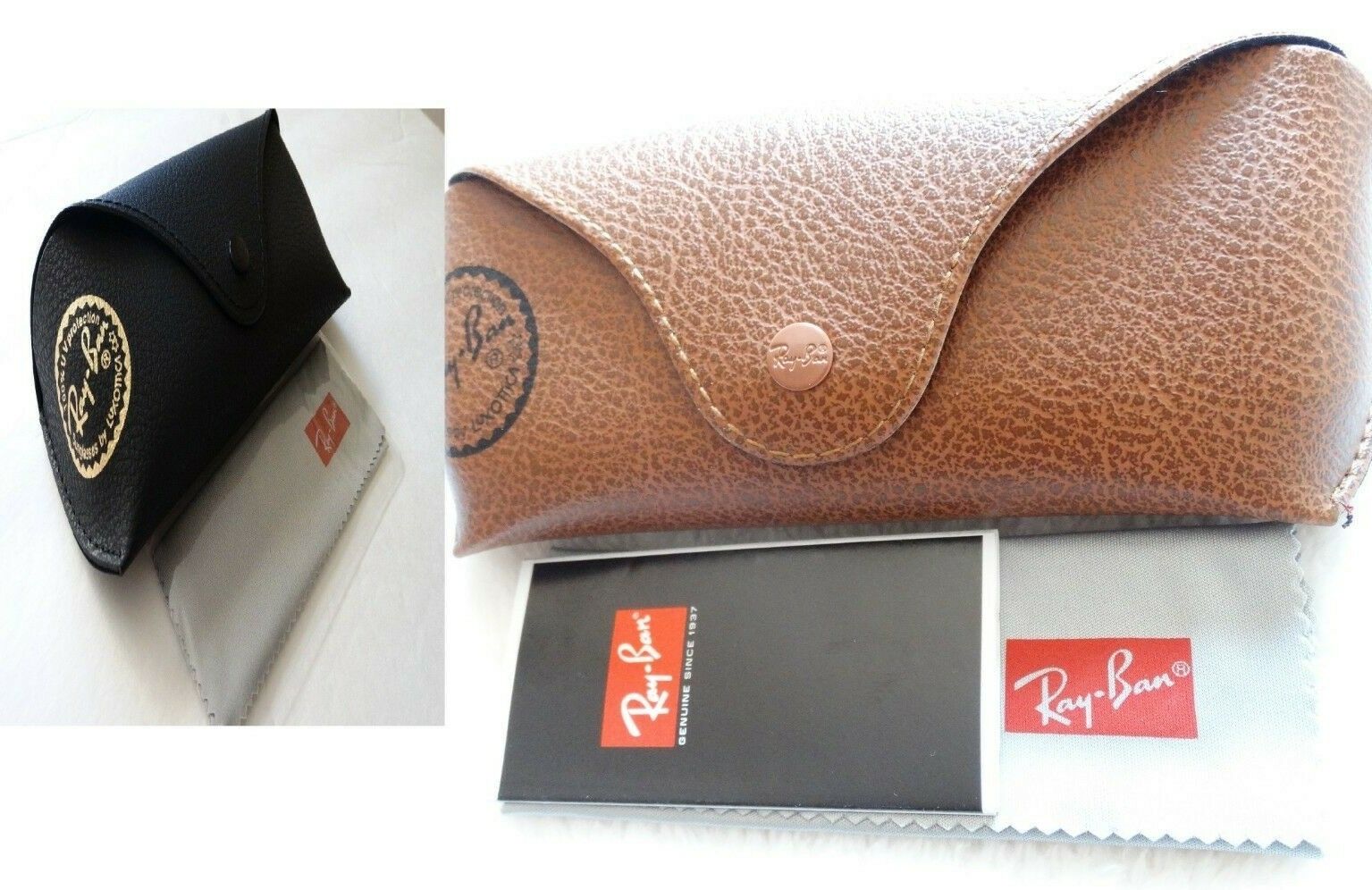 Ray Ban Brand New Leather Case Black & Brown With Cleaning Cloth