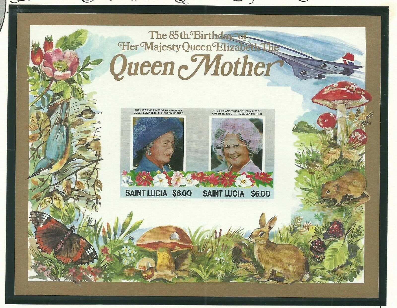 St. Lucia - Queen Mother 85th Birthday - Mint Nh Miniature Sheet