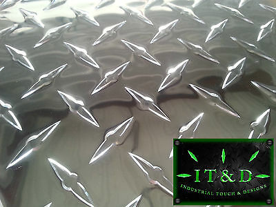 Diamond Plate Tread Brite Aluminum 24" X 48" 3003 .063 16 Gauge Chrome Polish