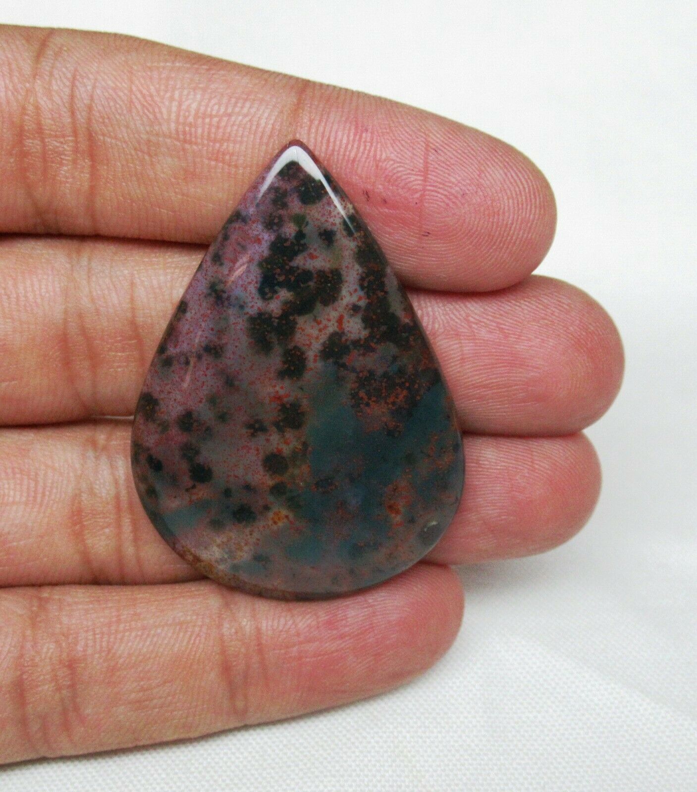Blood Stone Cabochon Pear 52.30 Cts. Flat Back Natural Loose Gemstone G 1363